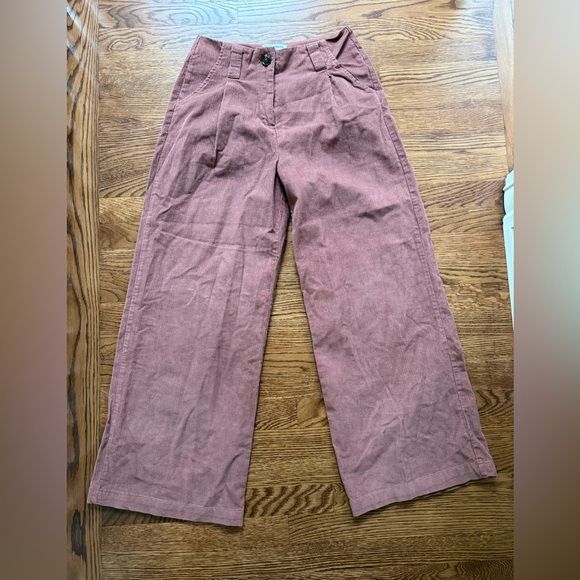 NWT NATIVE YOUTH Free People Wide Leg Pleated Corduroy Pants Baggy Oversized S - Picture 1 of 8